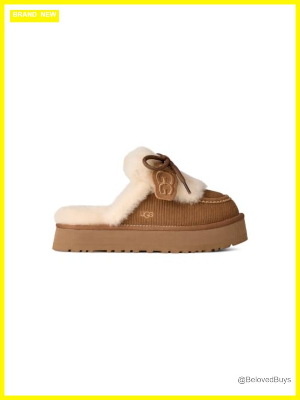 UGG Disquette Heritage Suede Slippers Sheepskin Lined Low-Top